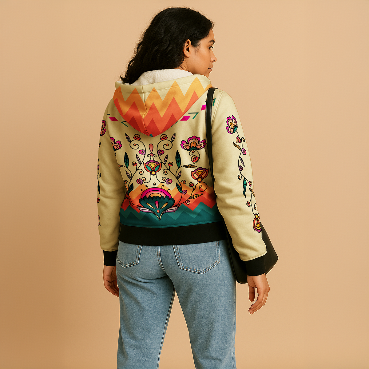 Maple Shine Ribbon Rose Women's Sherpa Hoodie