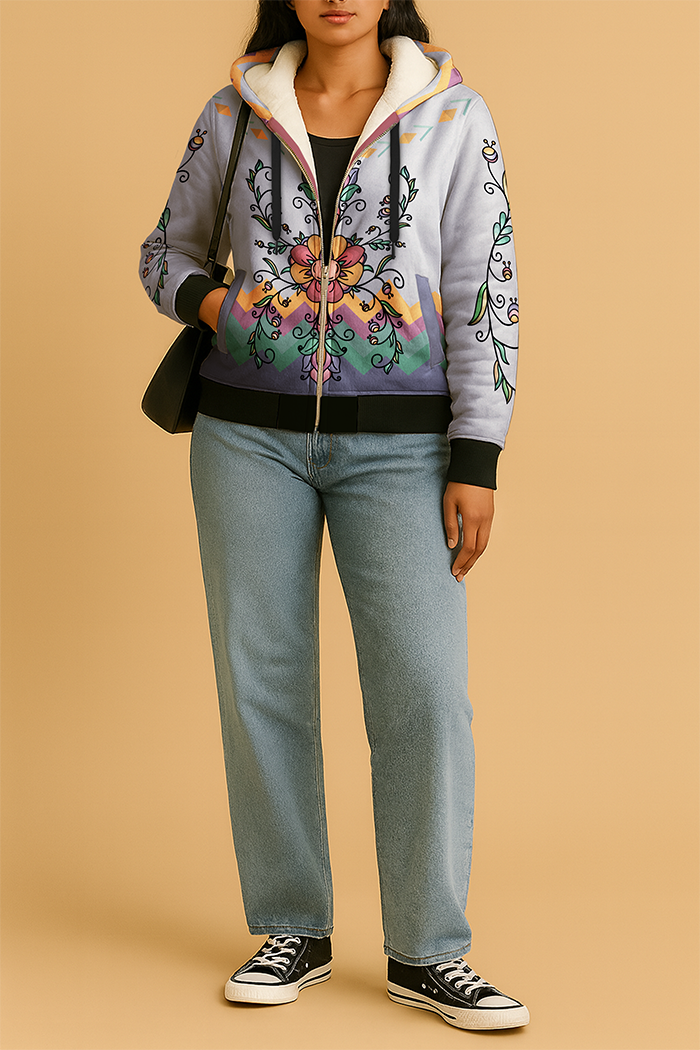 Rust & Ember Flower Song Women's Sherpa Hoodie