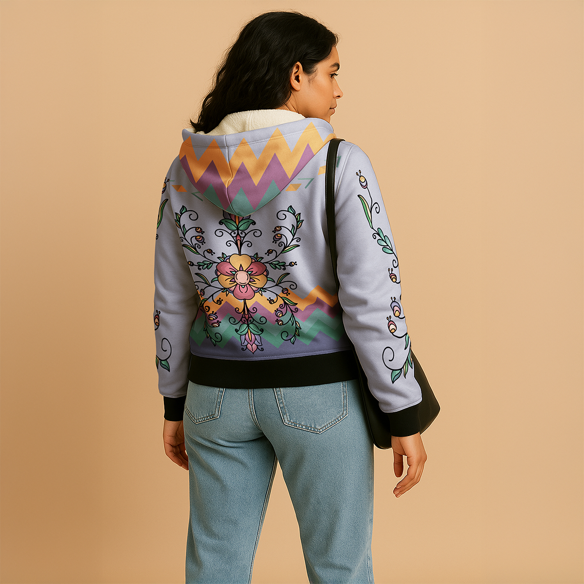 Rust & Ember Flower Song Women's Sherpa Hoodie