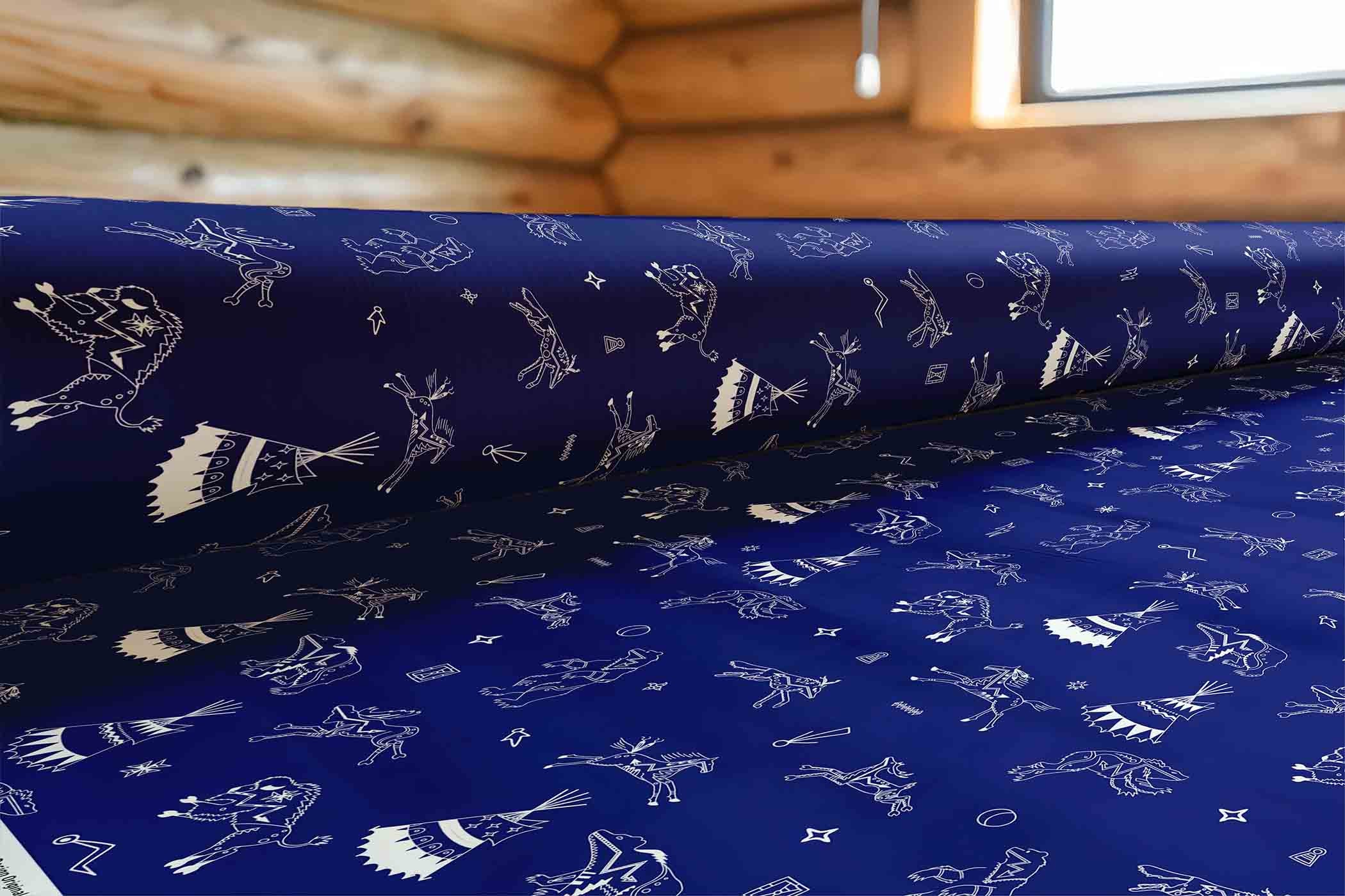 Ledger Dabbles Blue Satin Fabric By the Yard Pre Order