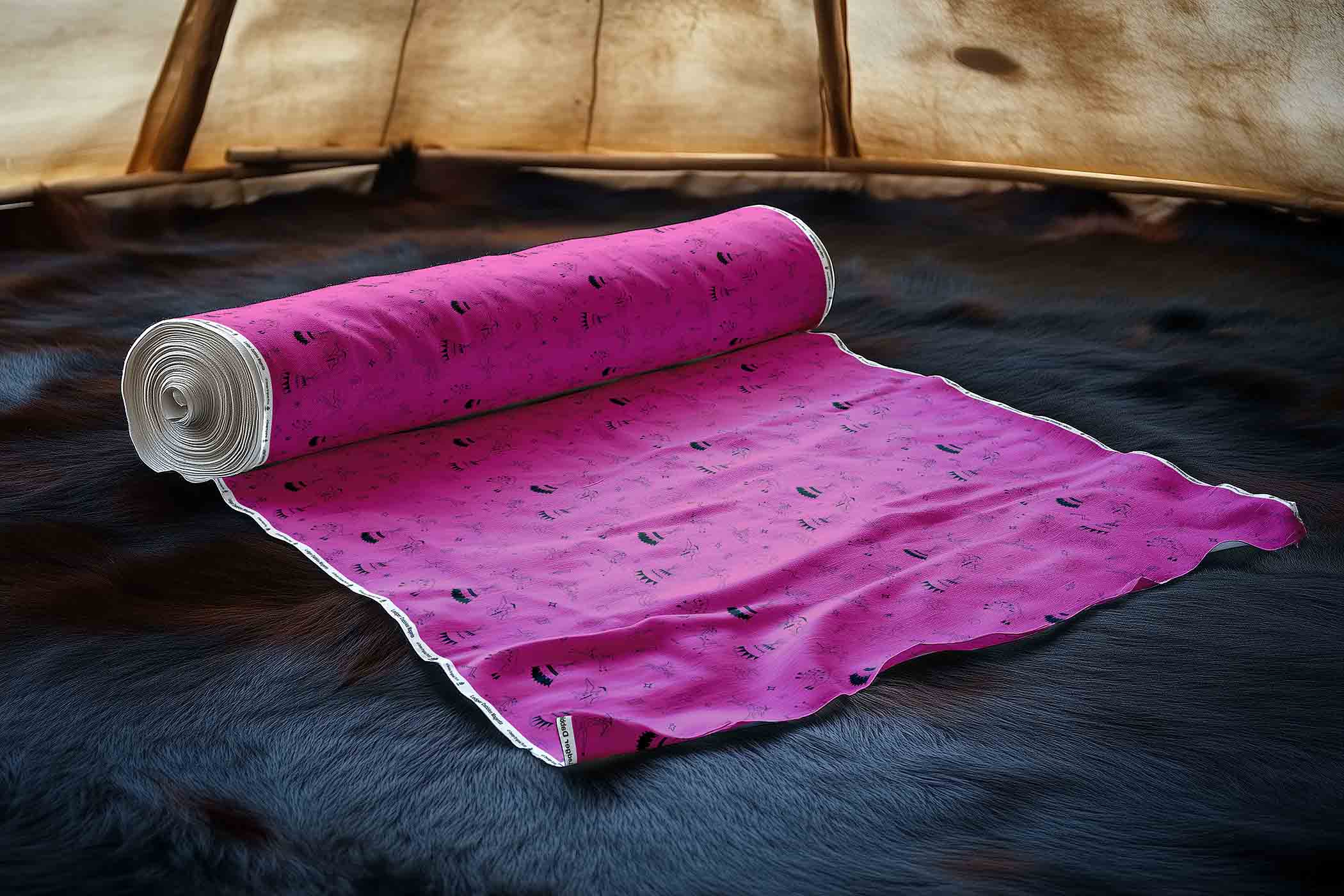 Ledger Dabbles Magenta Satin Fabric By the Yard Pre Order