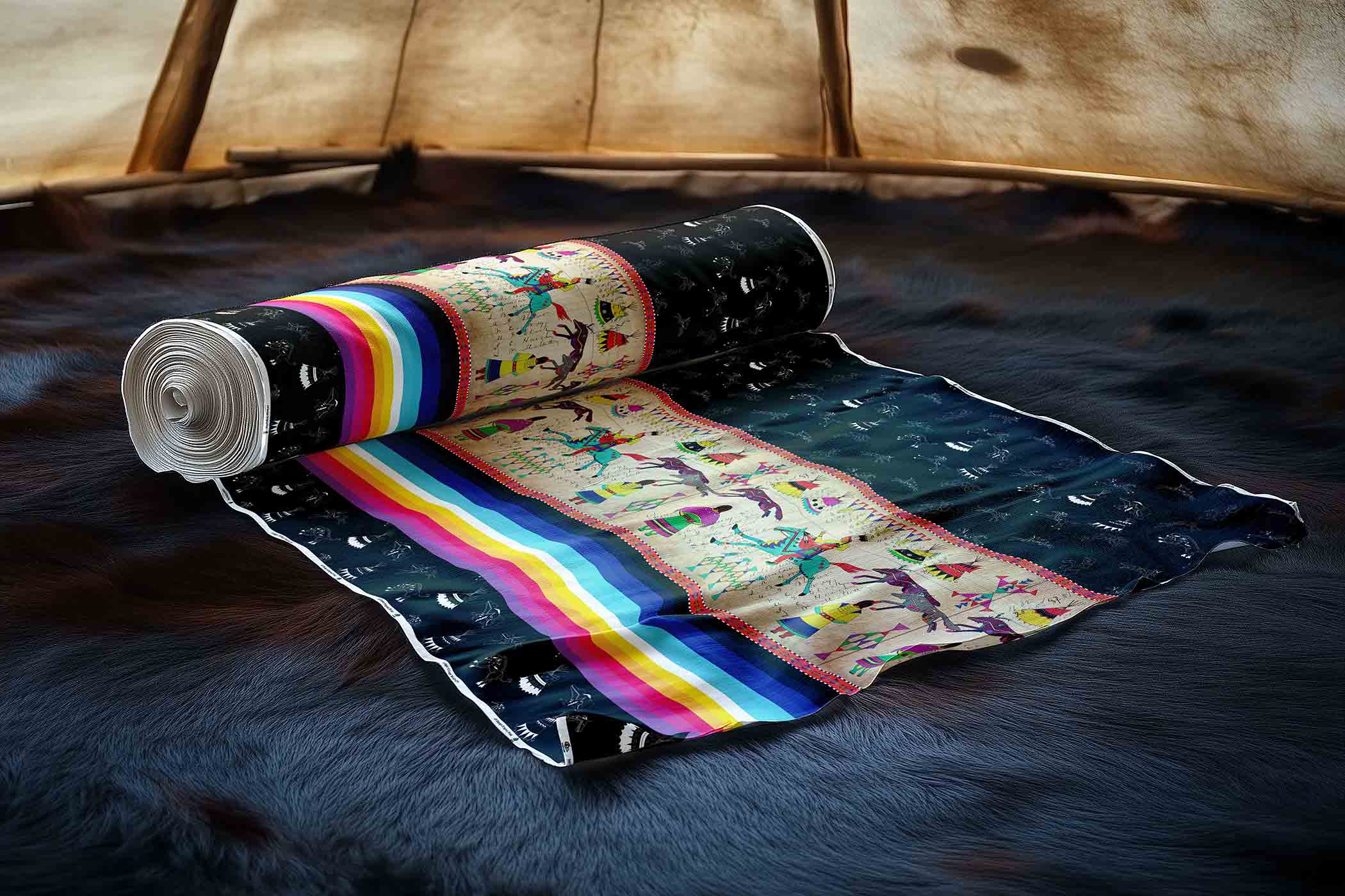 Ledger Village Midnight Satin Fabric By the Yard Pre Order