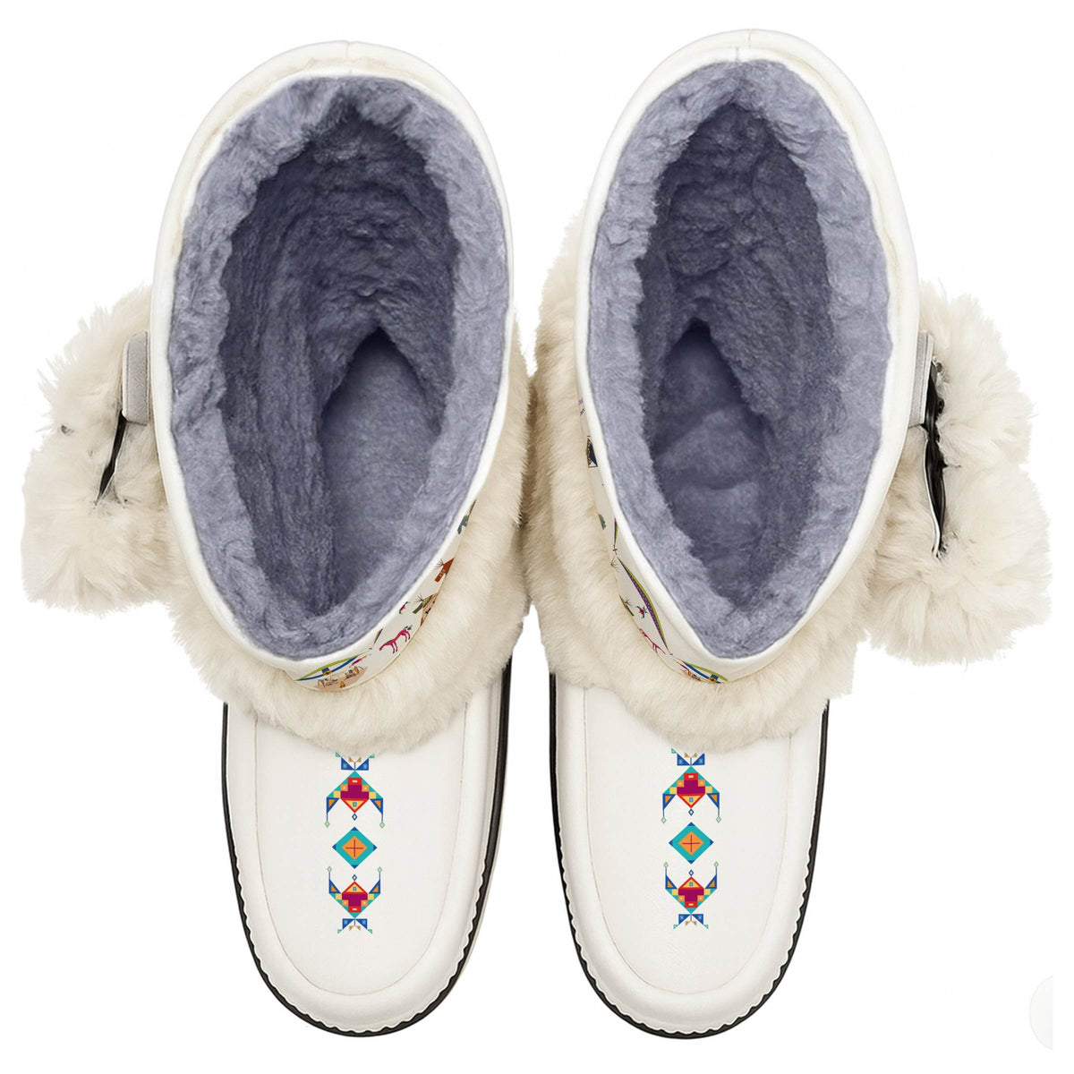 Legacy of the Rainy Chief White Real Leather MocLux Calf with White Fur