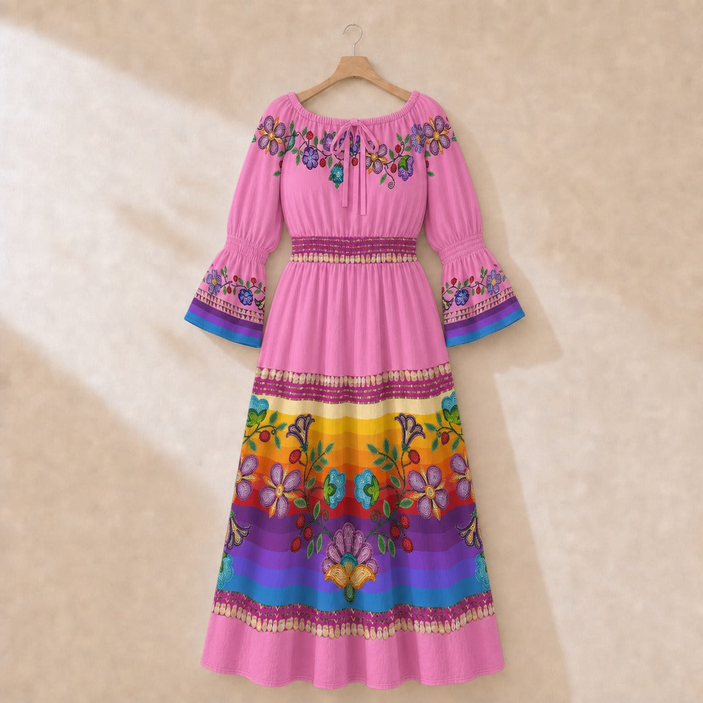 Meadow Radiance Pink 1 Smocked Waist Peasant Dress