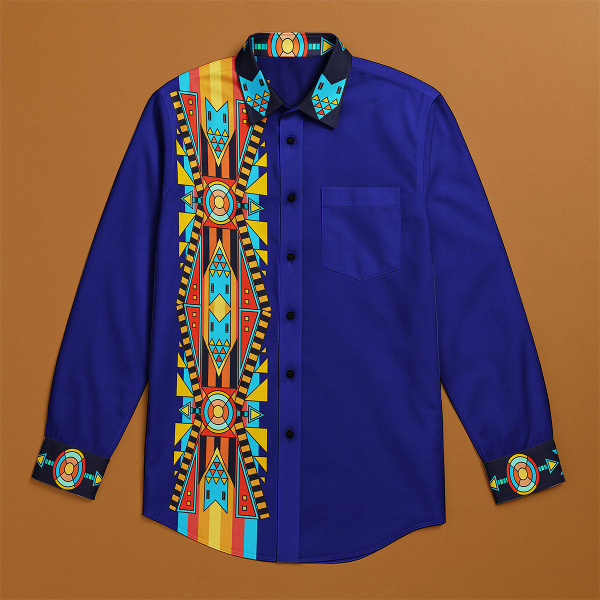 Blooming Spirit Geometric Men's Casual Dress Shirt