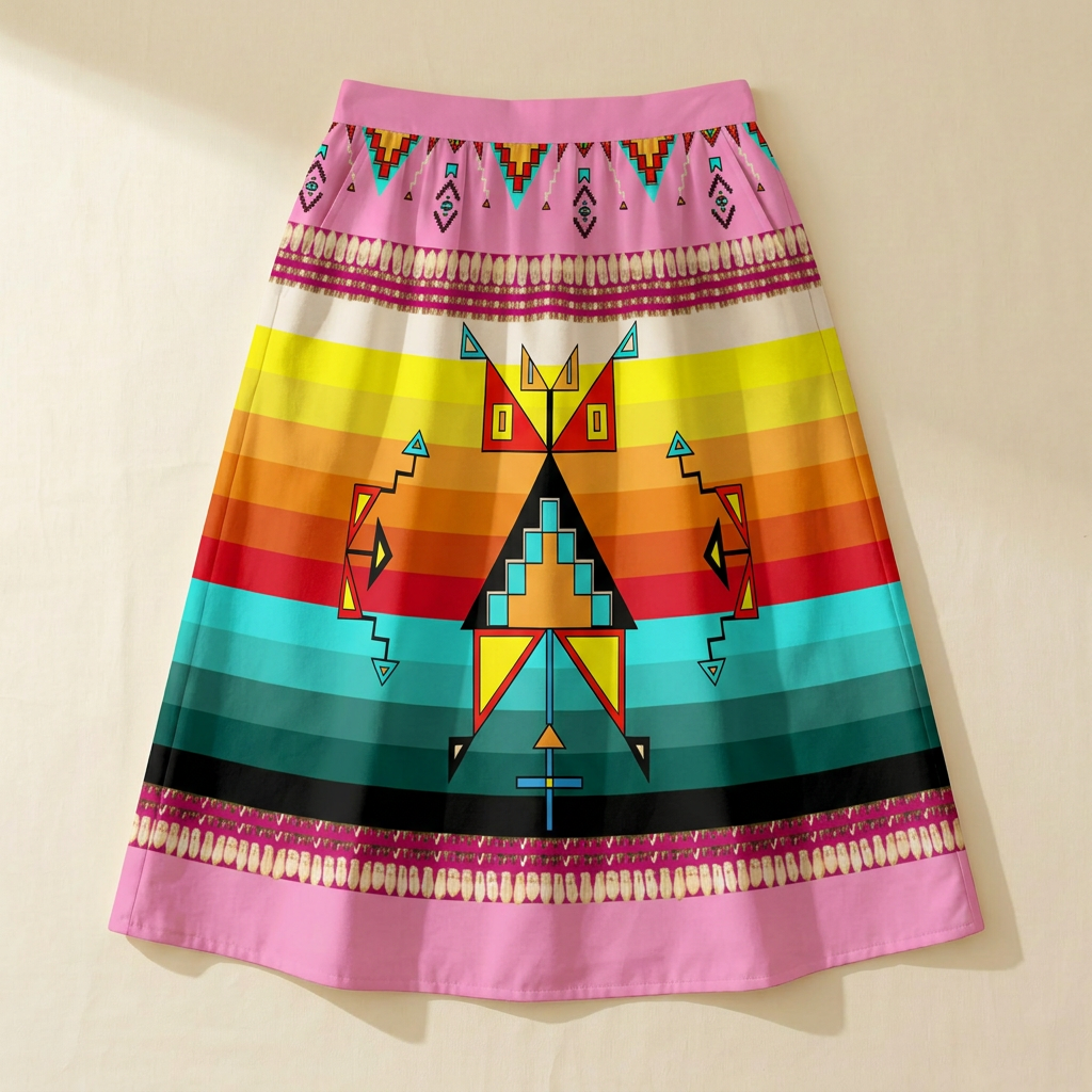 Sentinel of the Plains Pink 3 Elastic Waist Pocket Midi Skirt
