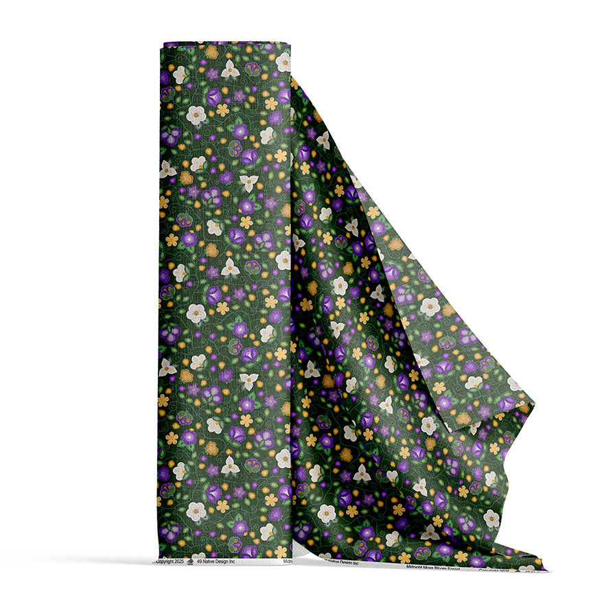 Midnight Moss Bloom Forest Satin Fabric By the Yard Pre Order