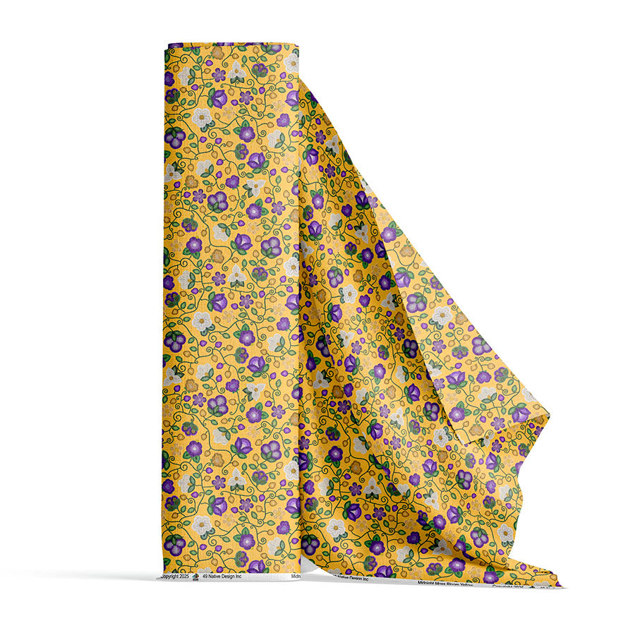 Midnight Moss Bloom Yellow Satin Fabric By the Yard Pre Order