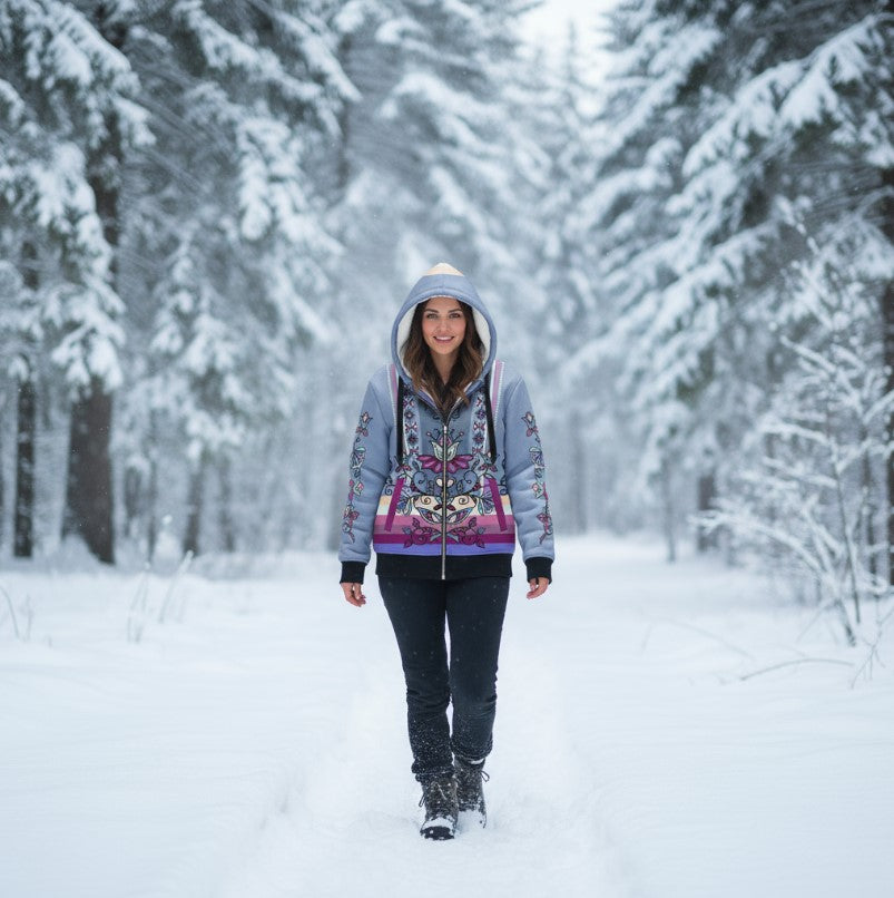 Moonlit Frost Women's Sherpa Hoodie