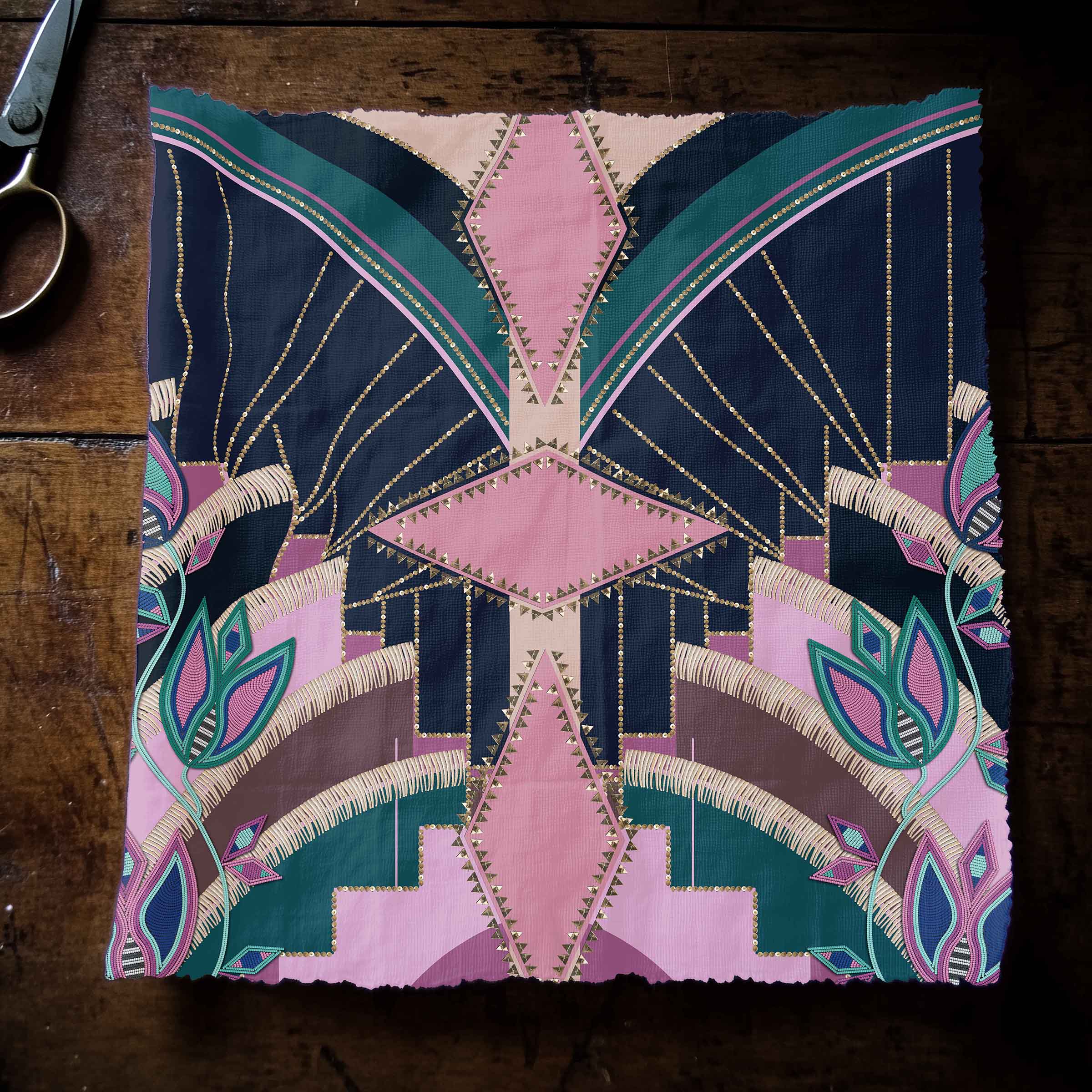 Mosaic Mirage Blush 42 Inch Cotton Poplin Pre Order