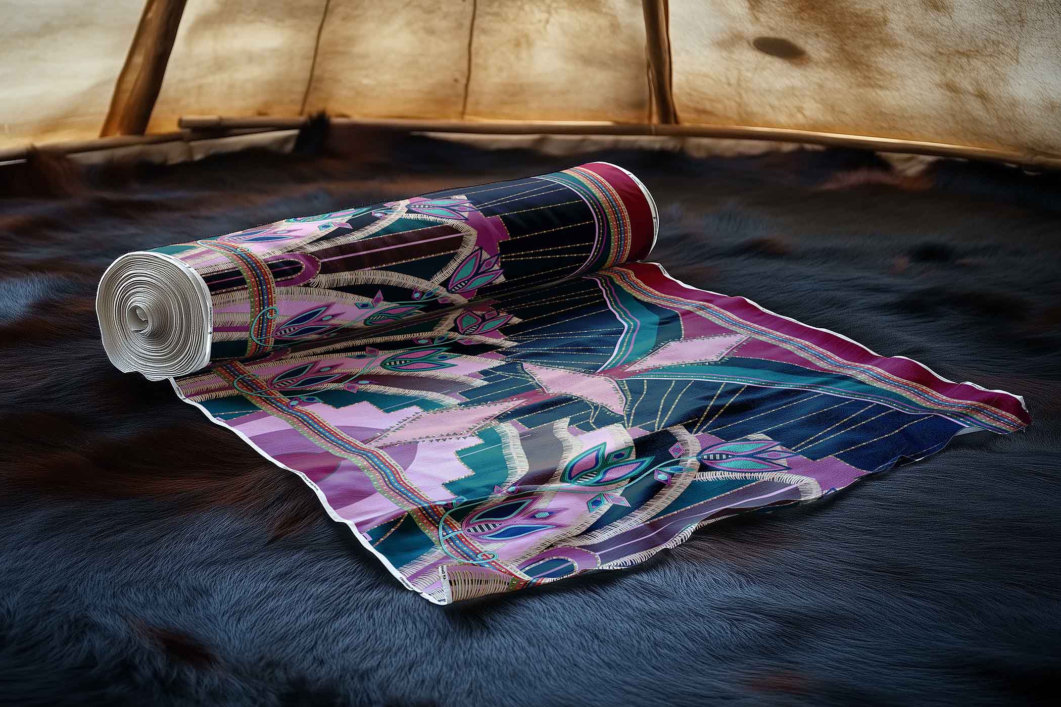 Mosaic Mirage Maroon 42 Inch Cotton Poplin Pre Order