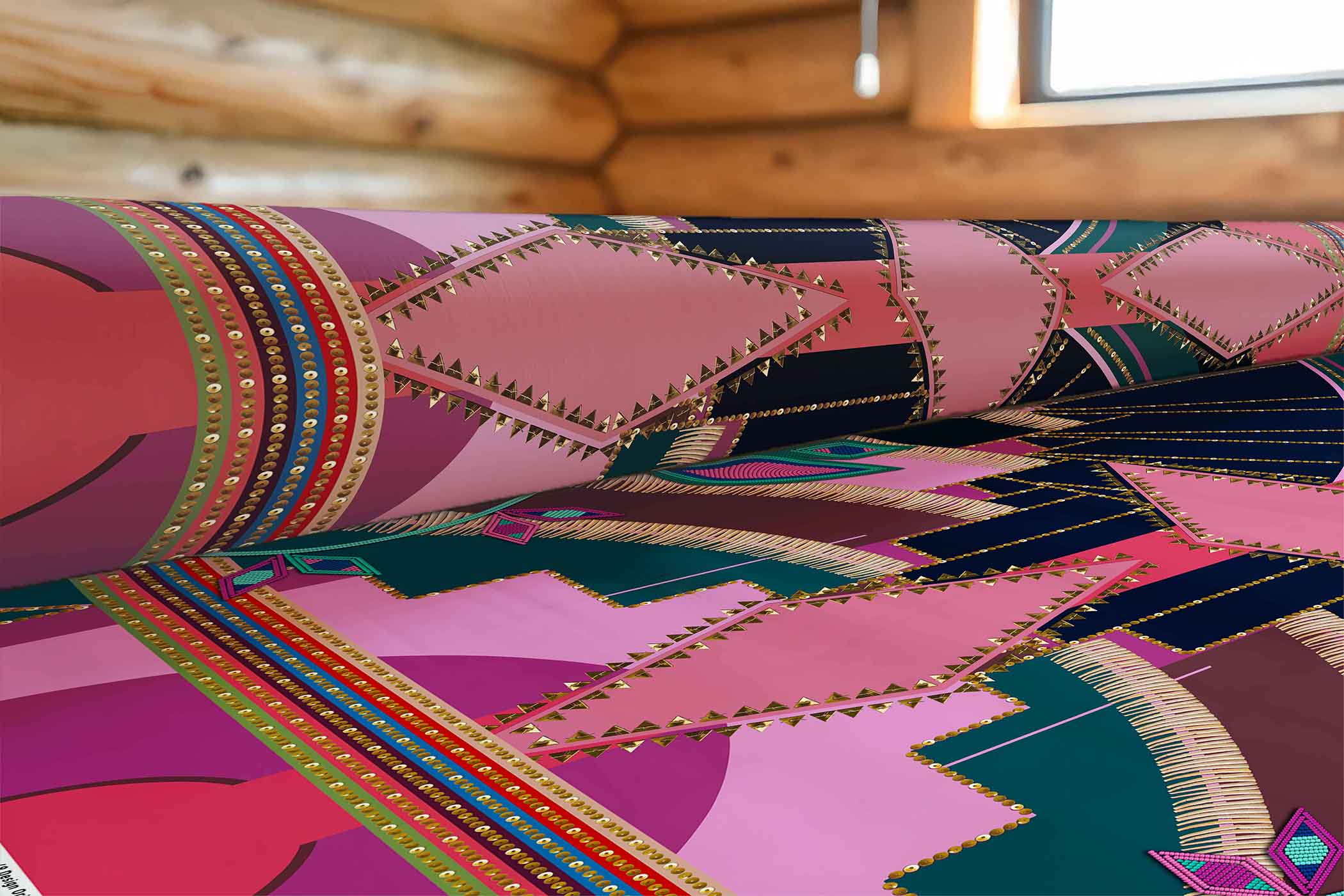 Mosaic Mirage Pink 42 Inch Cotton Poplin Pre Order