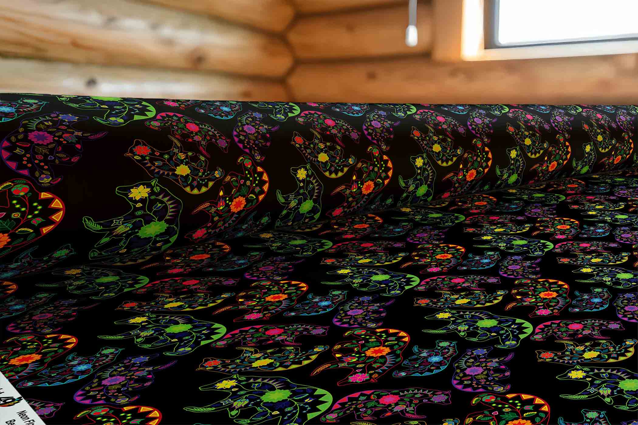 Neon Floral Bears Satin Fabric By the Yard Pre Order
