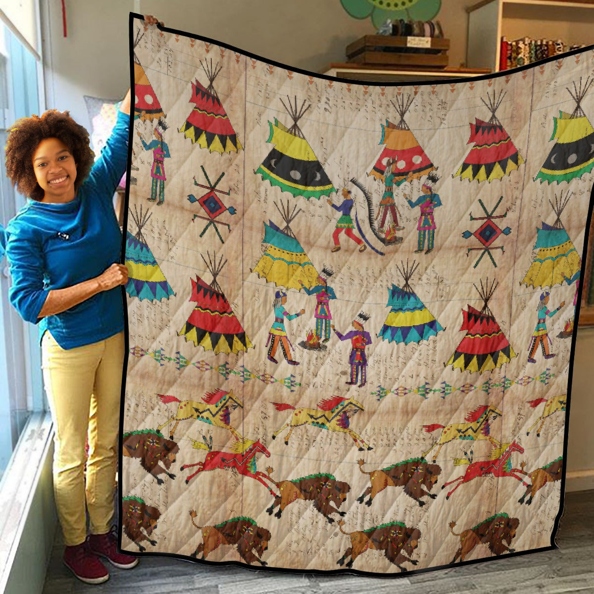 Gathering of the Chiefs Lightweight & Breathable Quilt With Edge-wrapping Strips