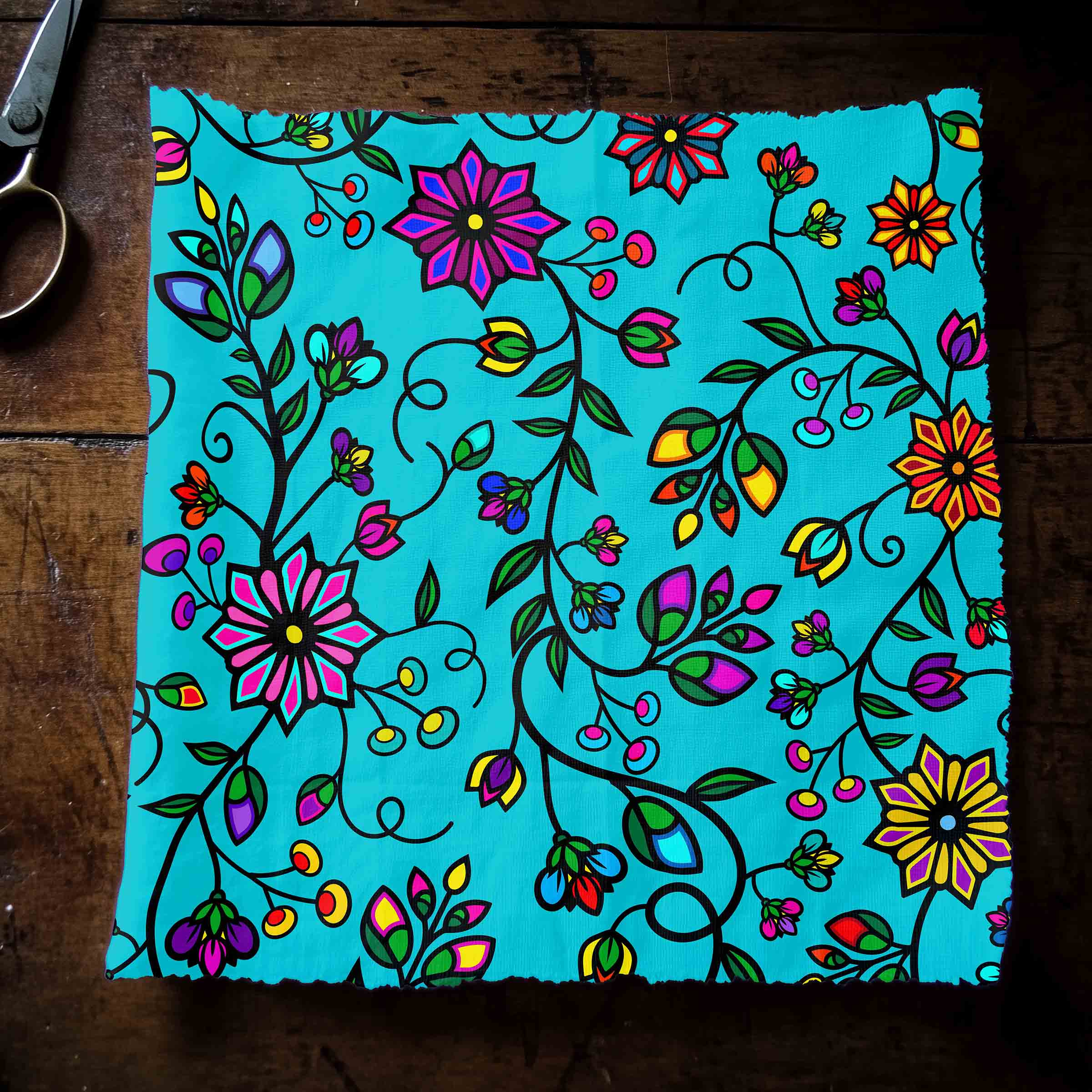 Prairie Paintbrush Cyan 42 Inch Cotton Poplin Pre Order
