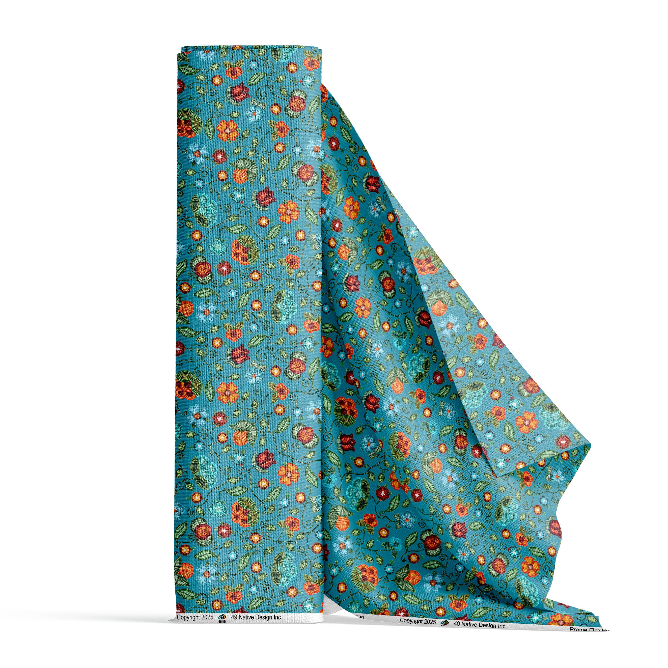 Prairie Fire Petals Ocean Satin Fabric By the Yard Pre Order