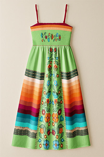 Prairie Fire Petals Sage 2 Smock Top Dress