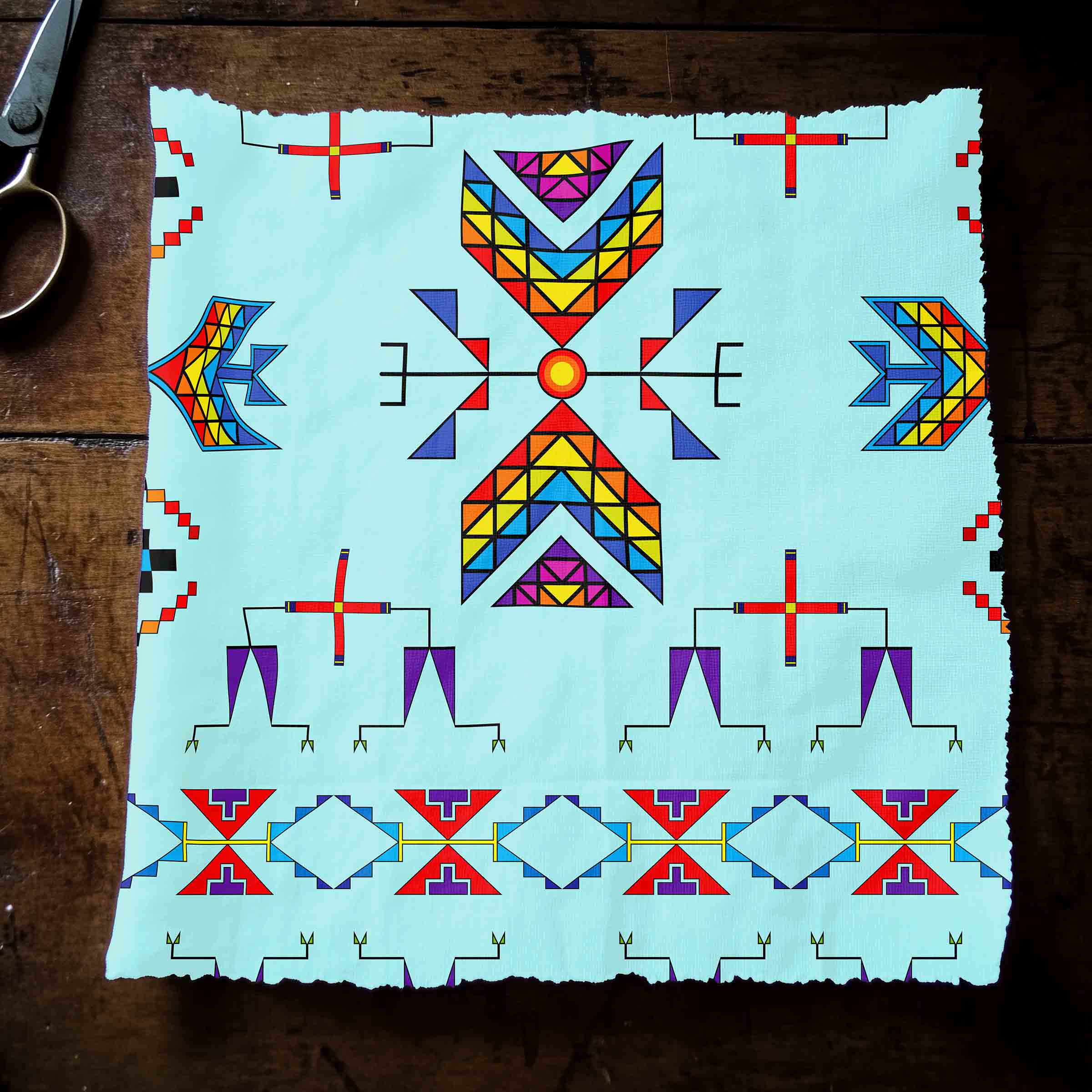 Rainy Chief Rainbow Robin Egg 42 Inch Cotton Poplin Pre Order