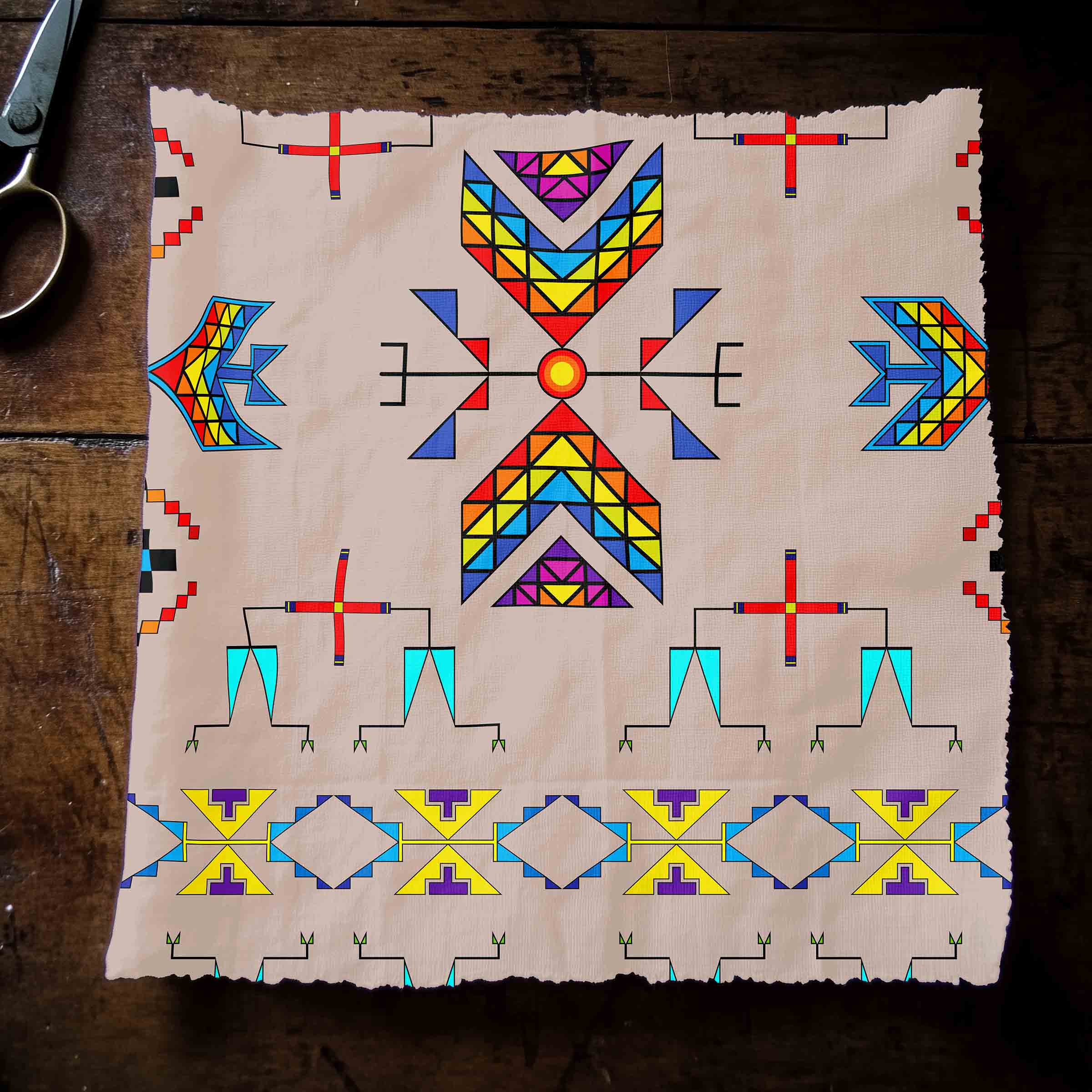 Rainy Chief Rainbow Taupe 42 Inch Cotton Poplin Pre Order