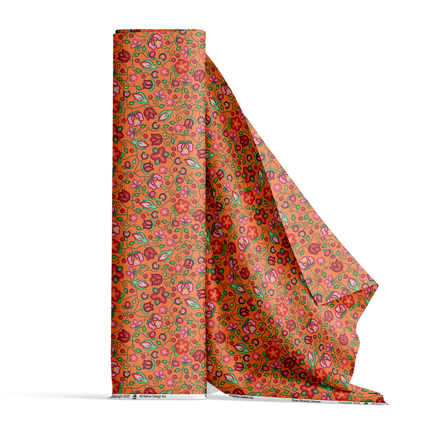 Rose Reverie Orange Satin Fabric By the Yard Pre Order