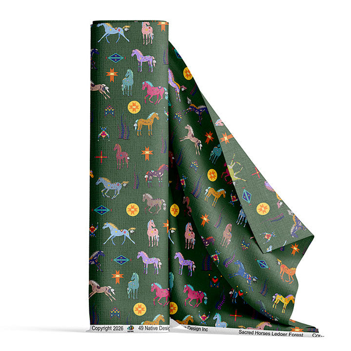 Sacred Horses Ledger Forest 42 Inch Cotton Poplin Pre Order