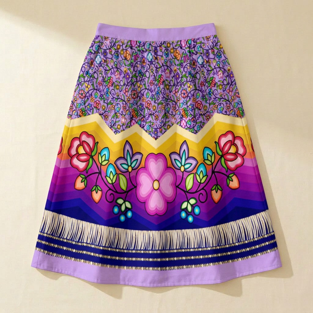 Grandmother Legacy Purple 3 Elastic Waist Pocket Midi Skirt