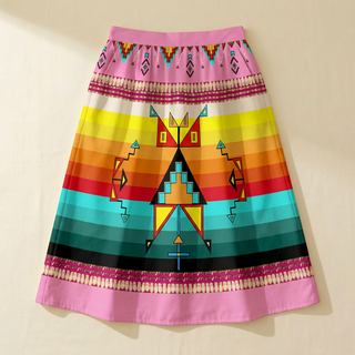 Sentinel of the Plains Pink 3 Elastic Waist Pocket Midi Skirt