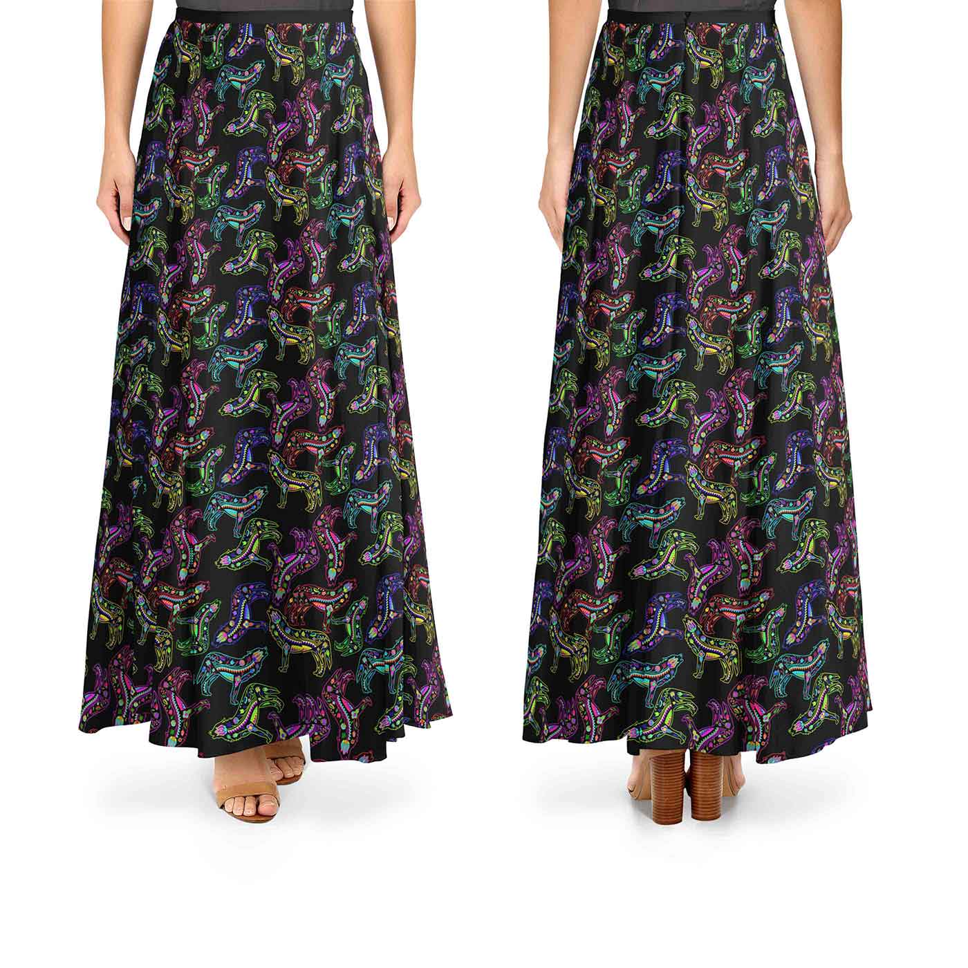 Neon Floral Wolves 56 Inch Cotton Poplin Pre Order