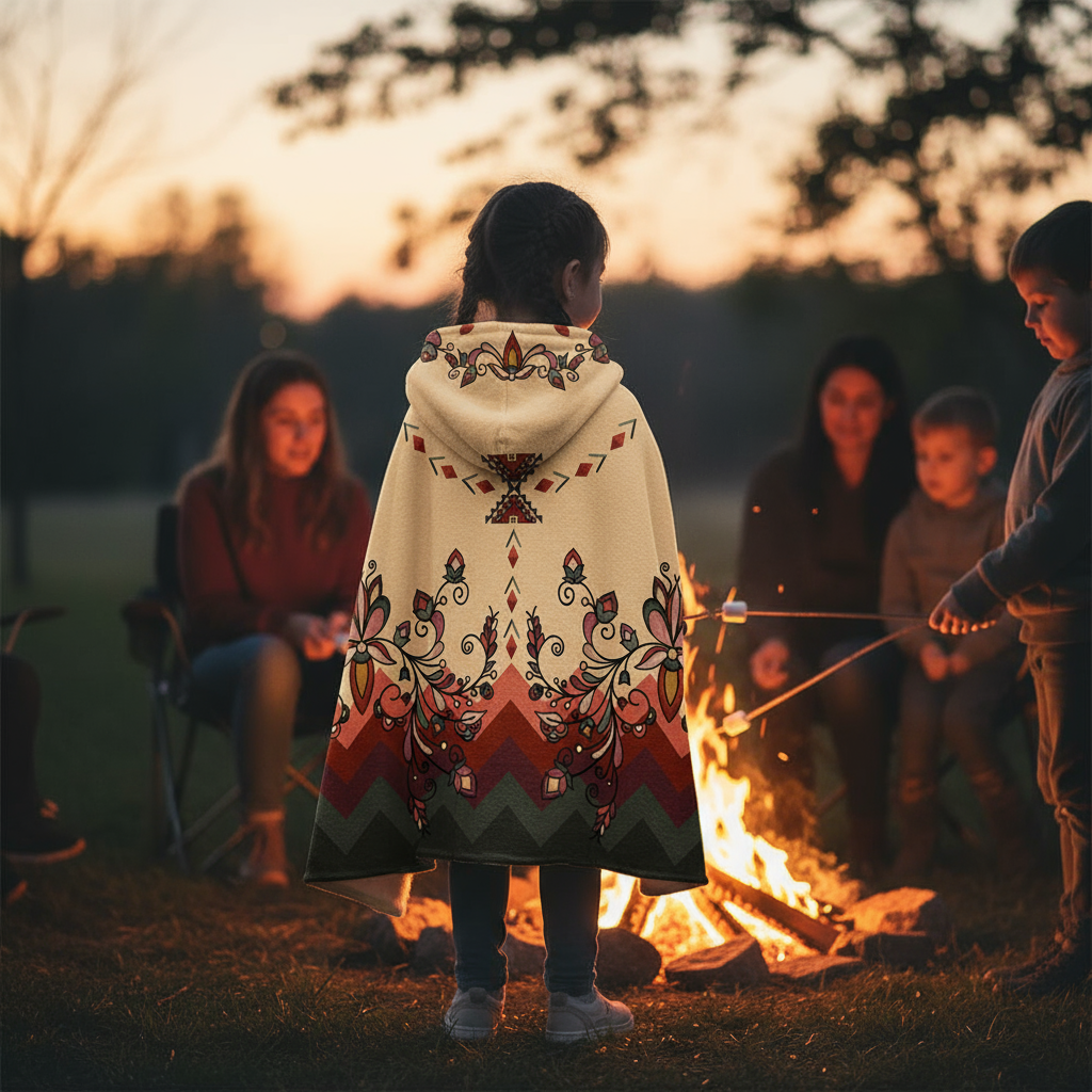 Burnt Sky Petals Women's Hooded Blanket