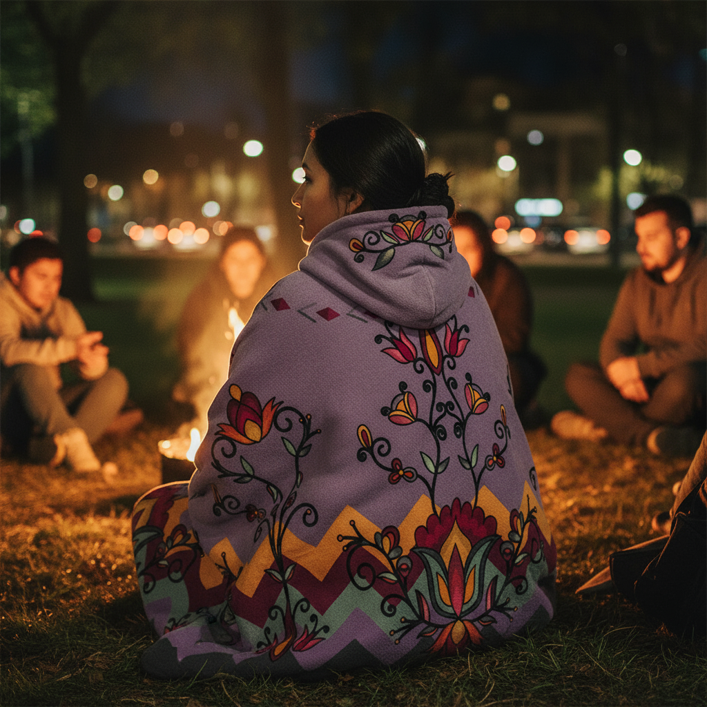 Crimson Drift Petals Women's Hooded Blanket