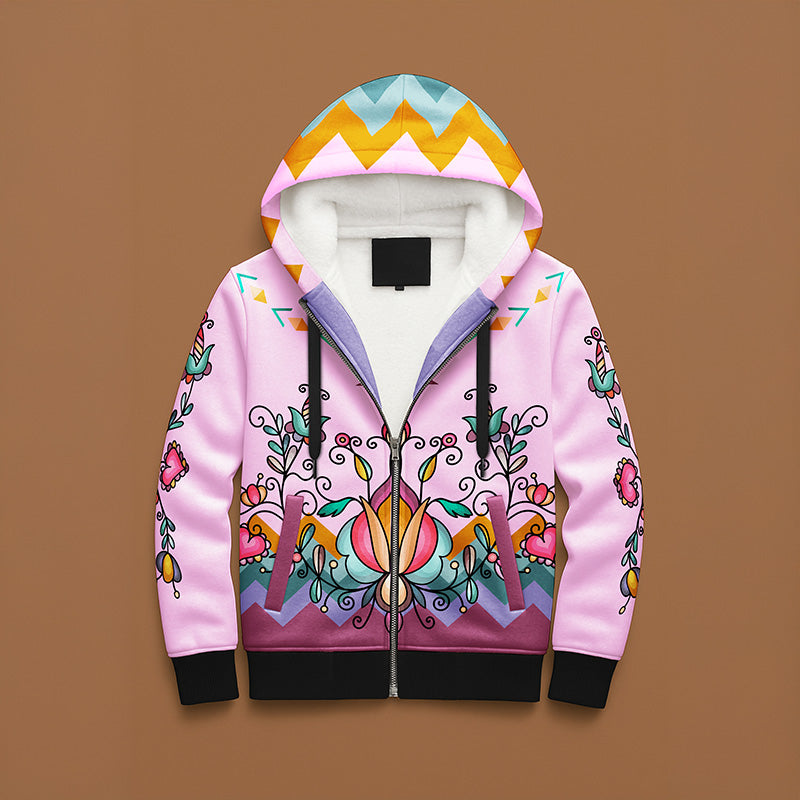 Harvest Hearth Floral Women's Sherpa Hoodie