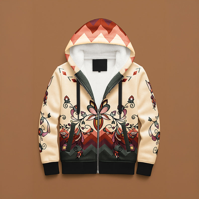 Burnt Sky Petals Women's Sherpa Hoodie