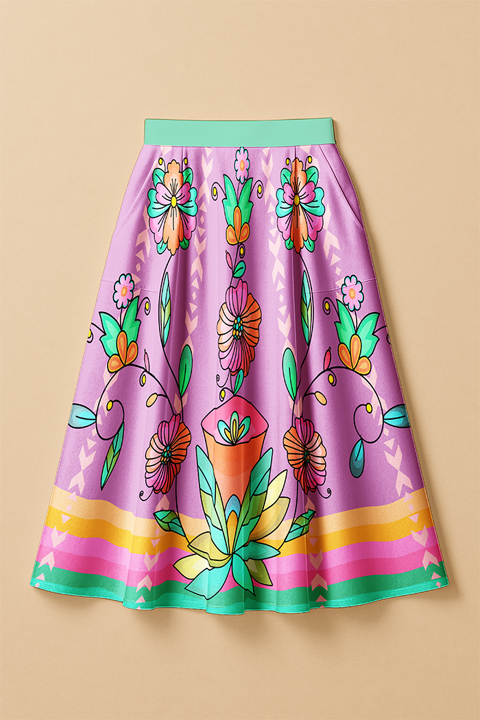 Whisphers of the Willow Bright Elastic Waist Pocket Midi Skirt