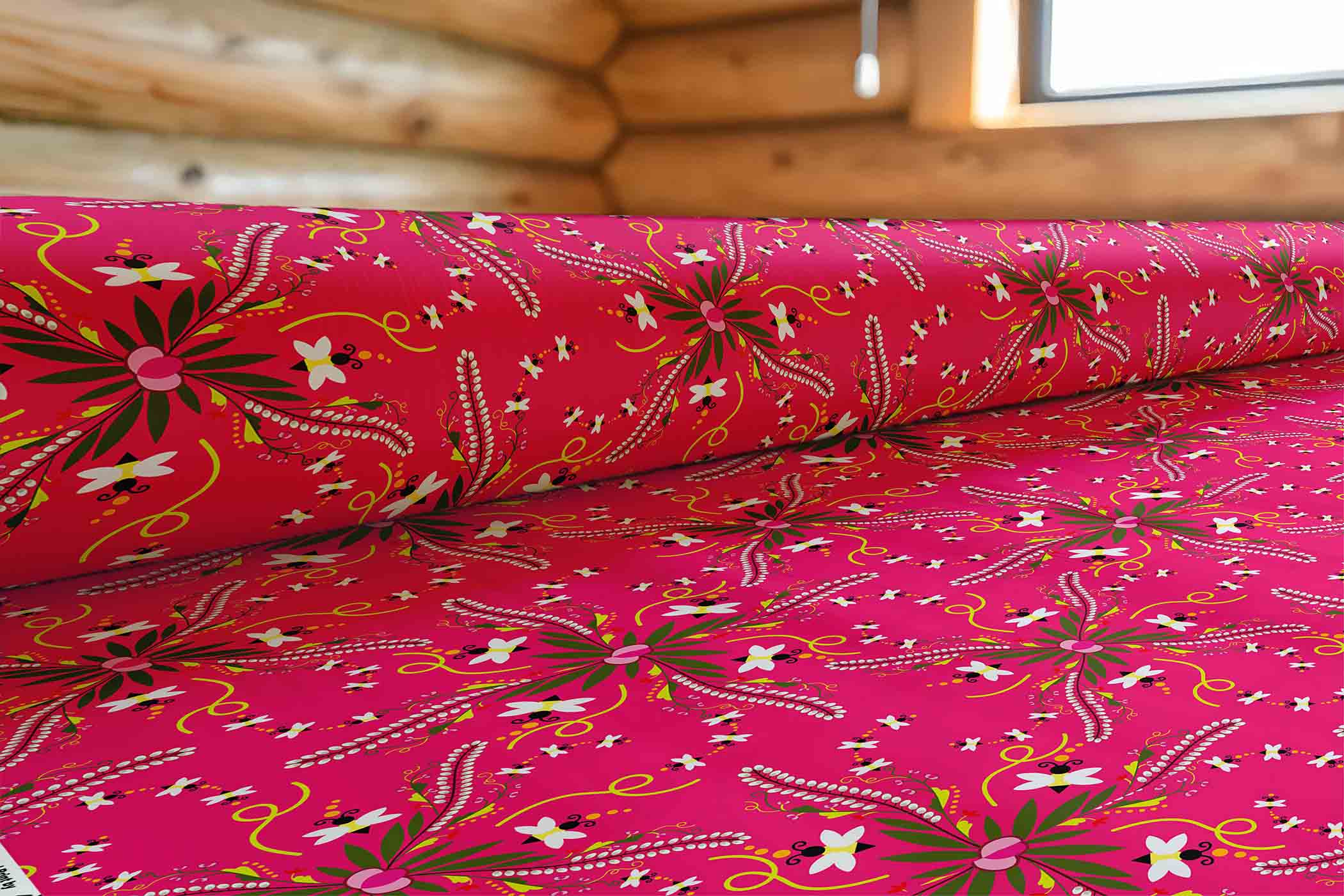 Willow Bee Bubblegum Satin Fabric By the Yard Pre Order