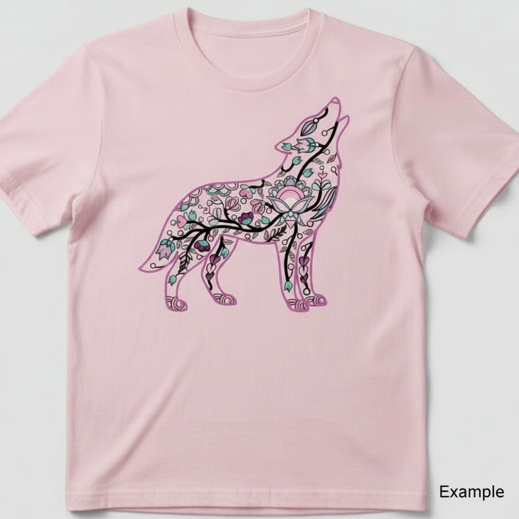 Wolf Floral Motif 1 Various Sizes