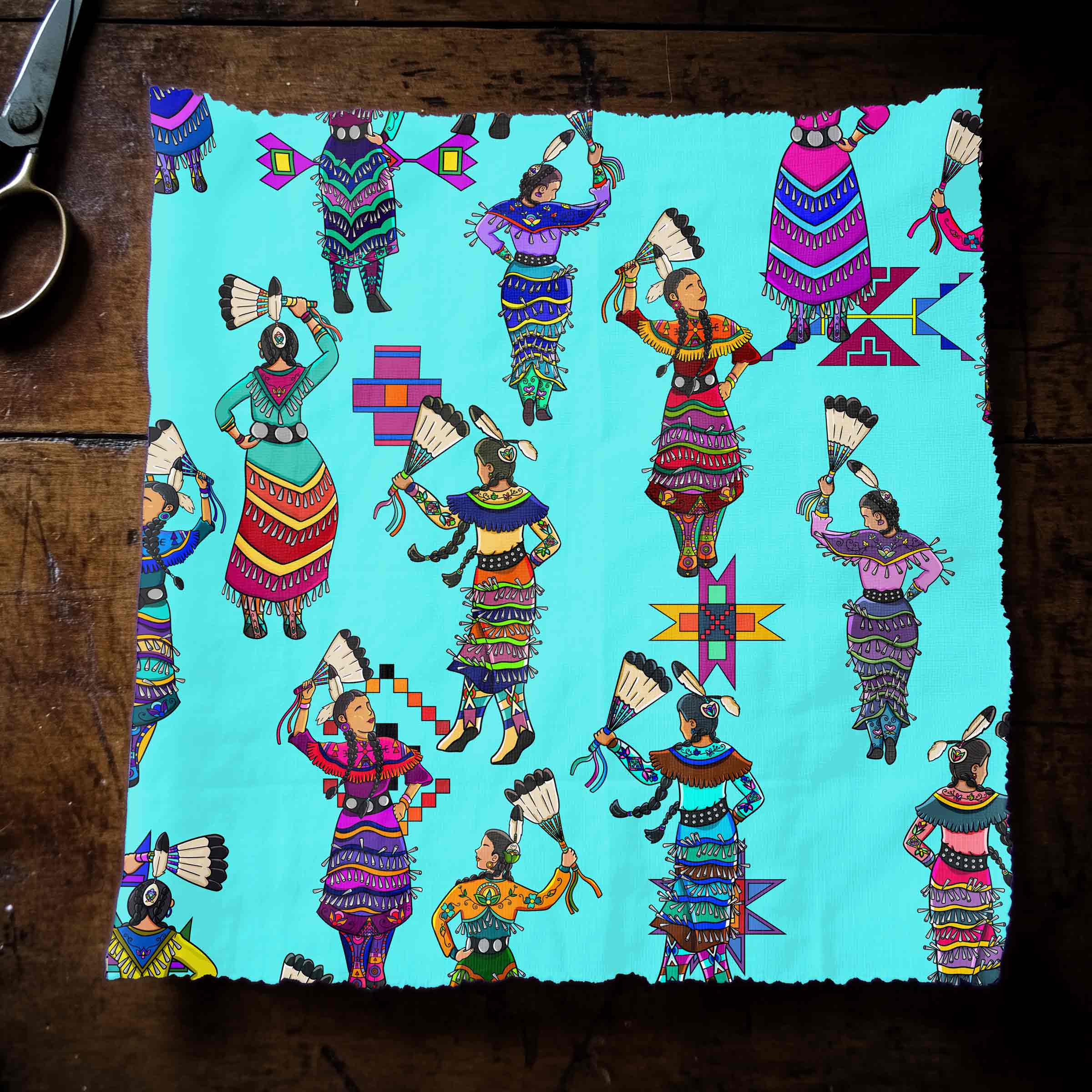 Women's Jingle Dancers Turquoise Small 56 Inch Cotton Poplin Pre Order