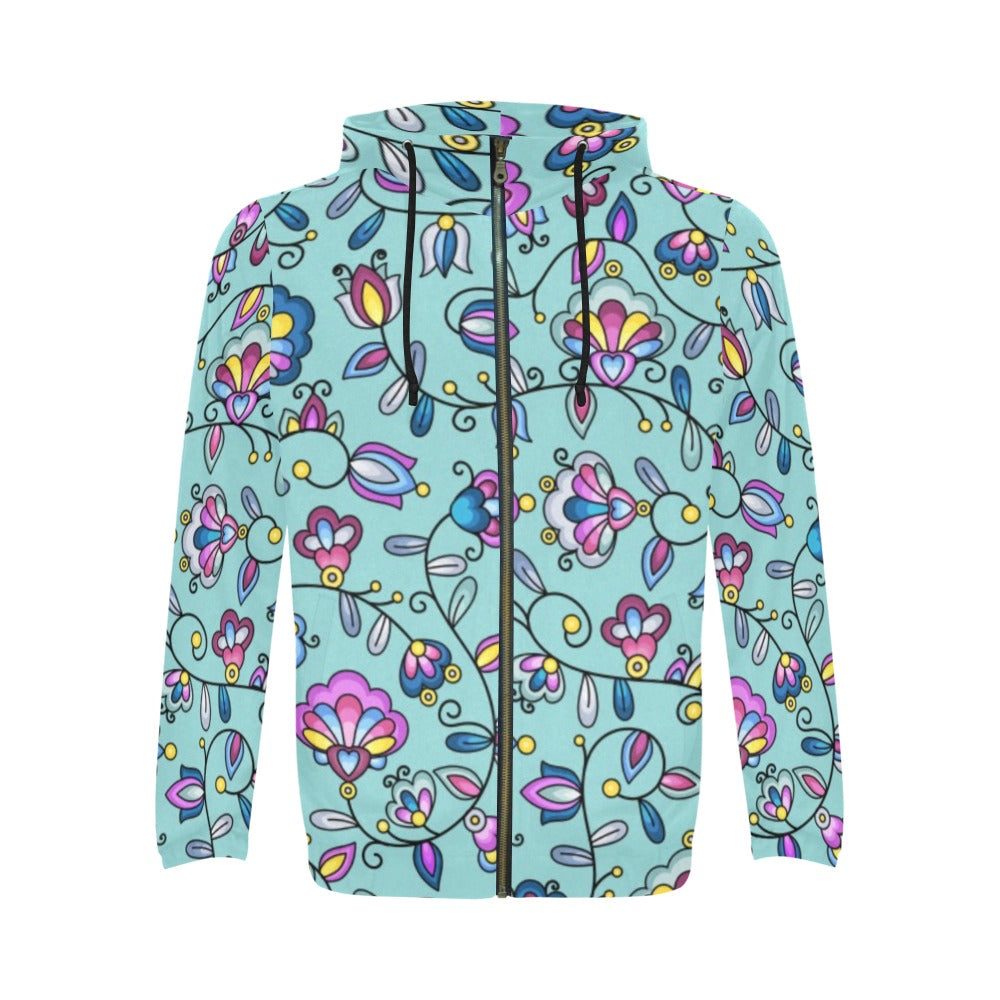 Autumn Bundle Blessing Turquoise Men's Zipper Hoodie