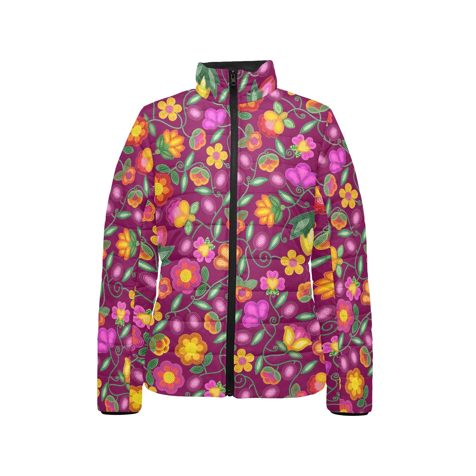 Boreal Bounty Dark Magenta Women's Stand Collar Padded Jacket