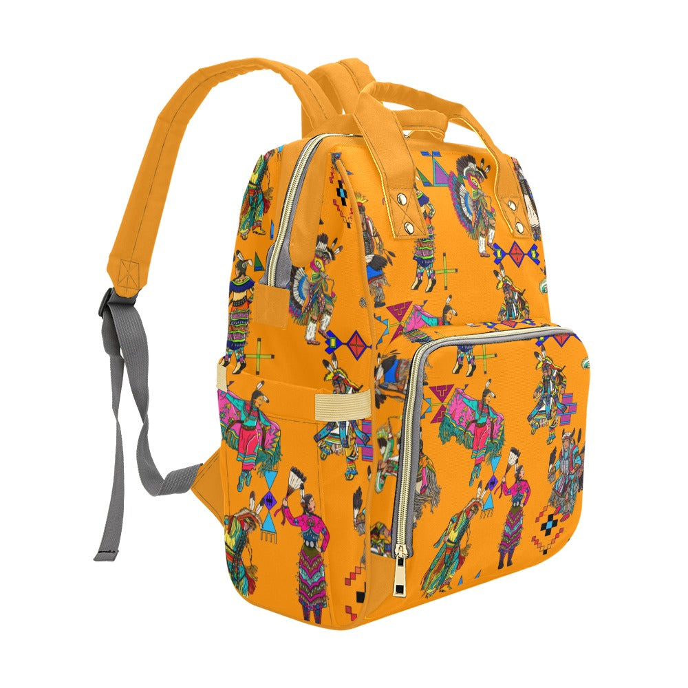 Grand Entry Dancers Orange Multi-Function Diaper Backpack/Diaper Bag