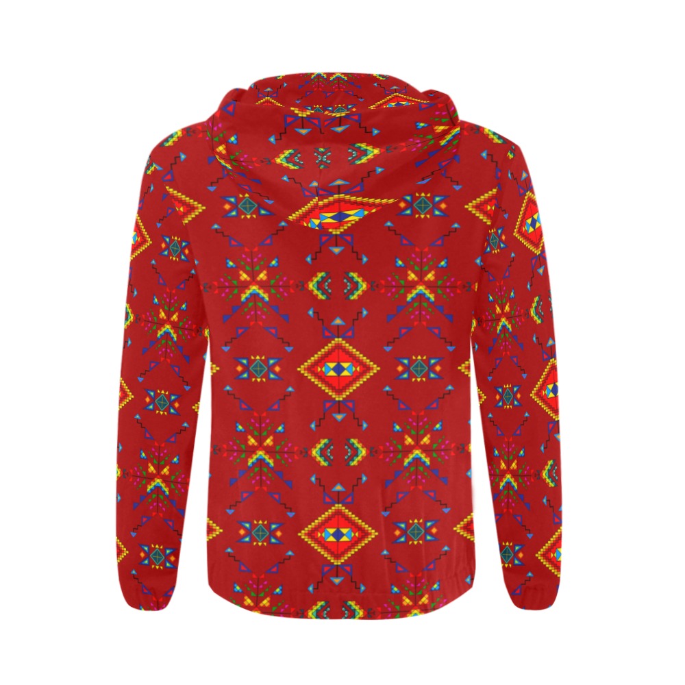 Buffalo Jump Red Men's Zipper Hoodie