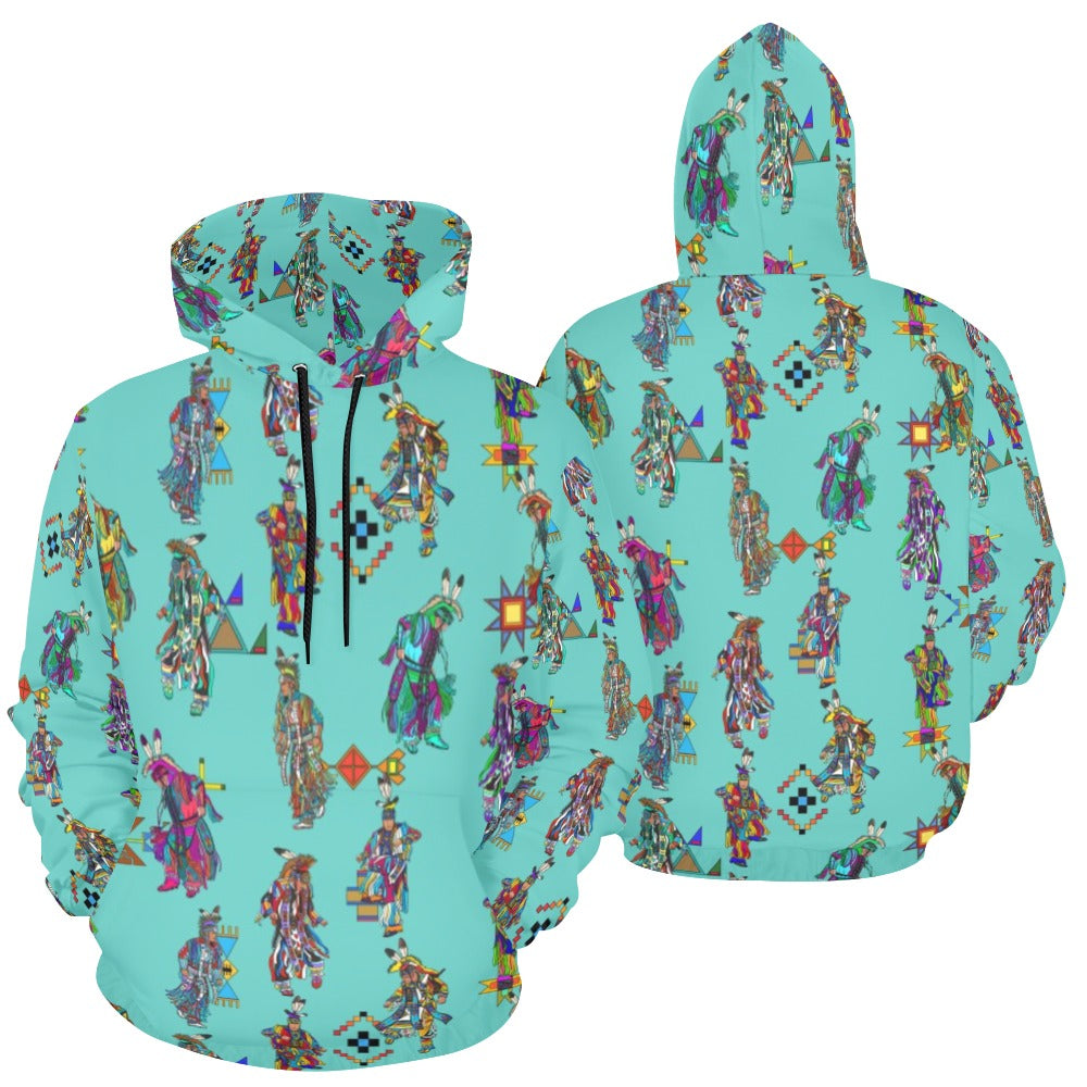 Men's Grass Dancers Eggshell Blue Hoodie for Men (USA Size)
