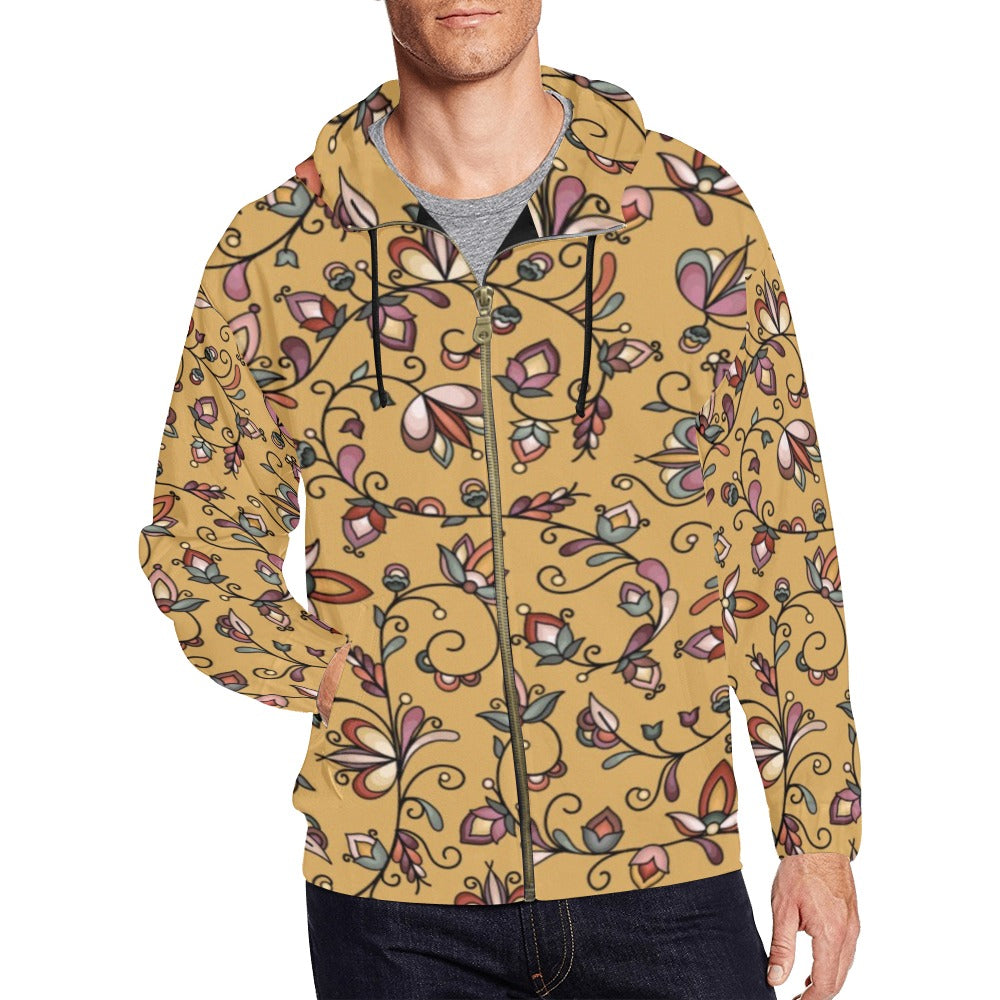 Burnt Sky Petals Gold Men's Zipper Hoodie