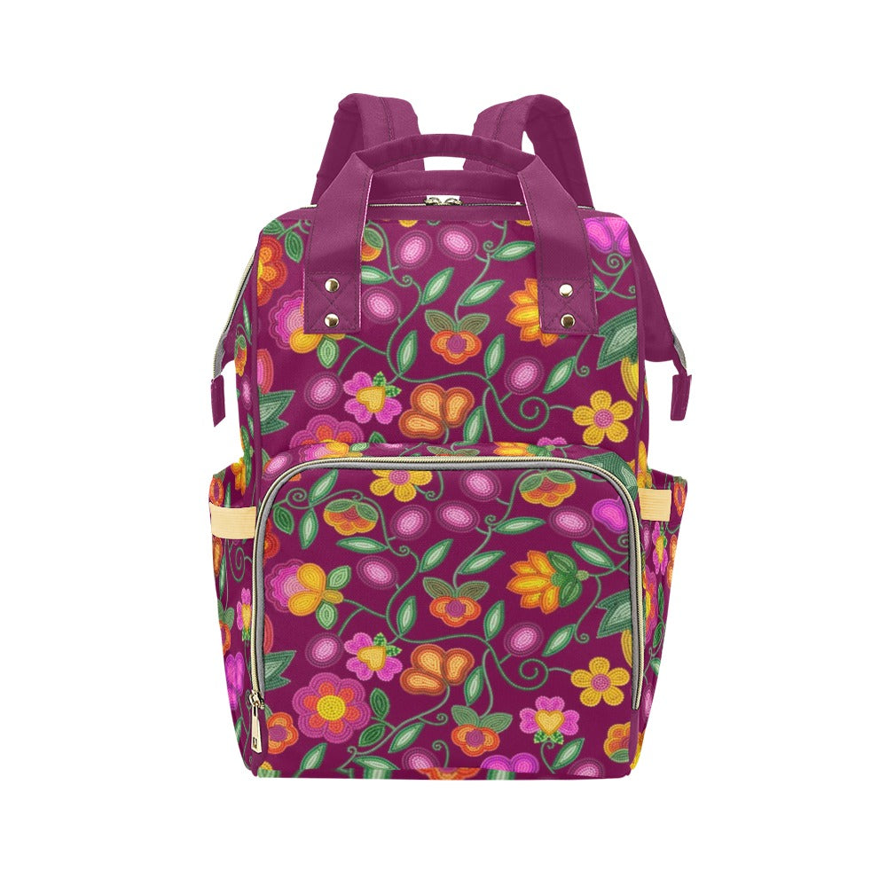 Boreal Bounty Dark Magenta Multi-Function Diaper Backpack/Diaper Bag