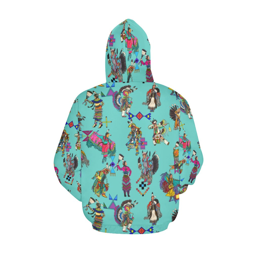Grand Entry Dancers Eggshell Blue Hoodie for Women (USA Size)