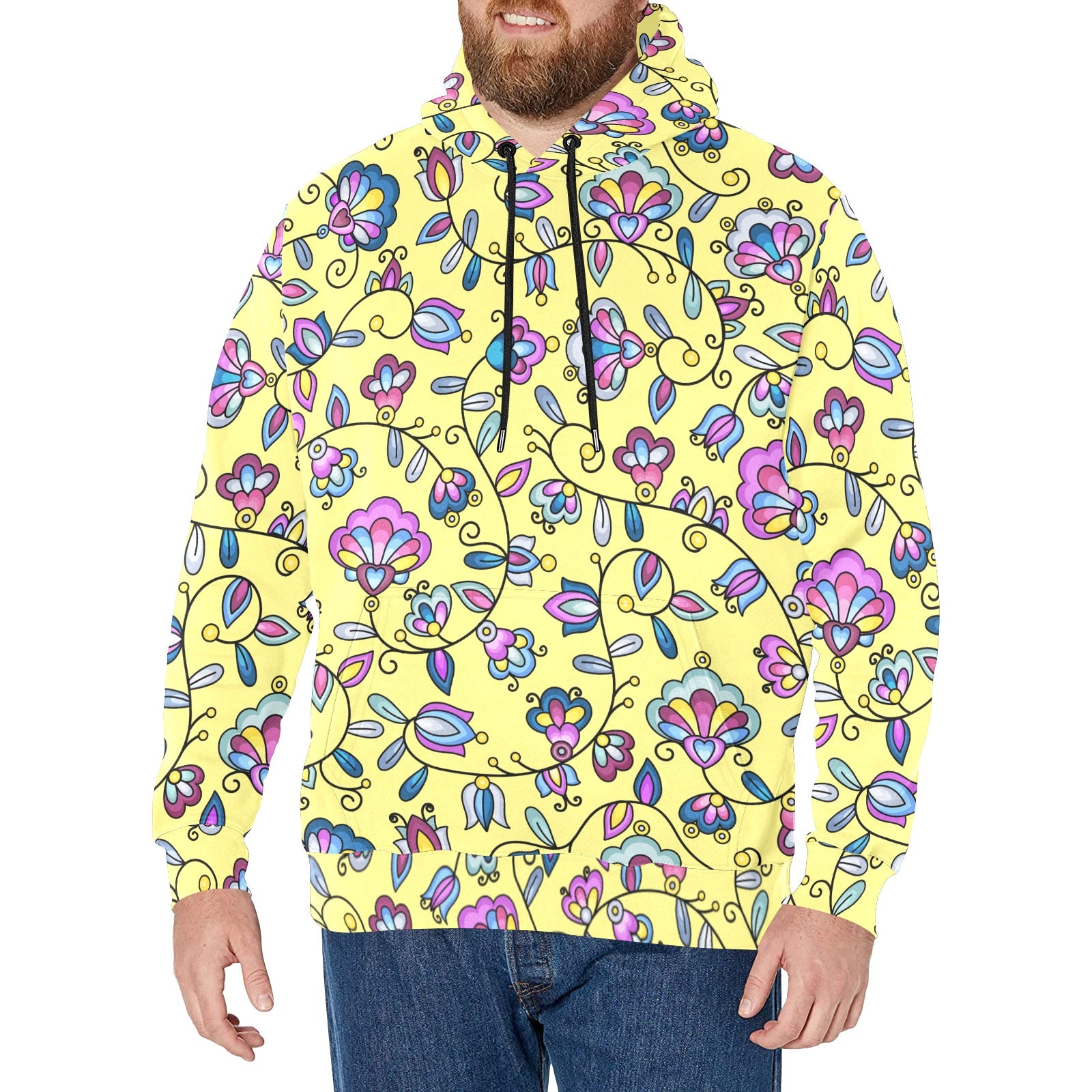 Autumn Bundle Blessing Yellow Men's Long Sleeve Fleece Hoodie