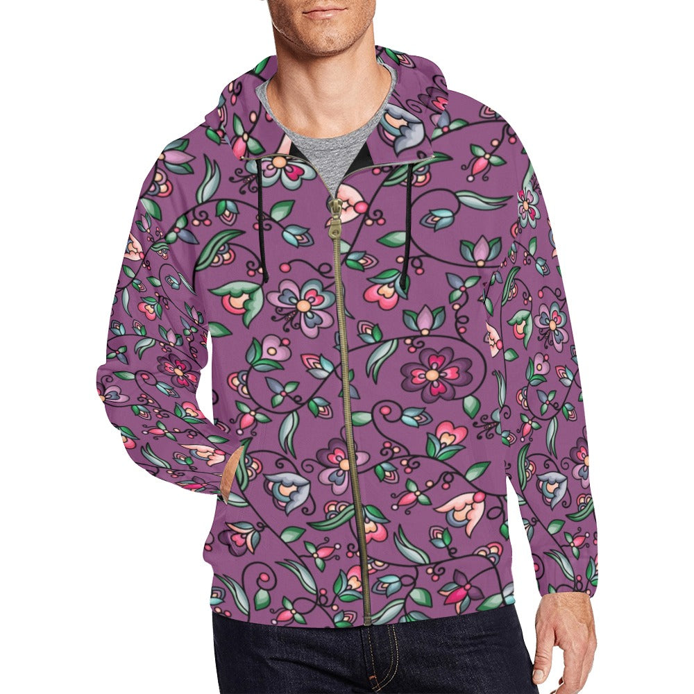 Amber Evening Garland Purple Men's Zipper Hoodie
