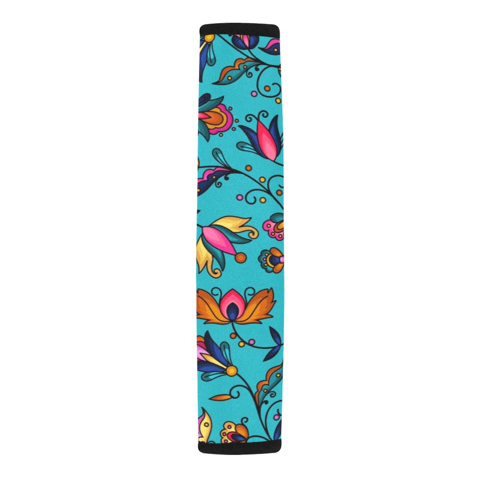 Copper Prairie Petals Turquoise Car Seat Belt Cover 7''x12.6'' (Pack of 2)