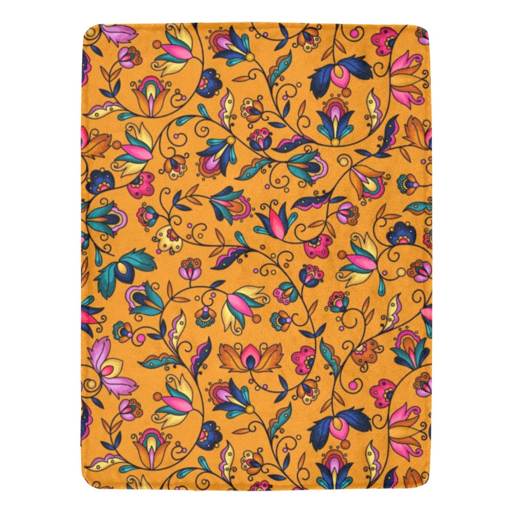 Copper Prairie Petals Orange Ultra-Soft Micro Fleece Blanket 60"x80"