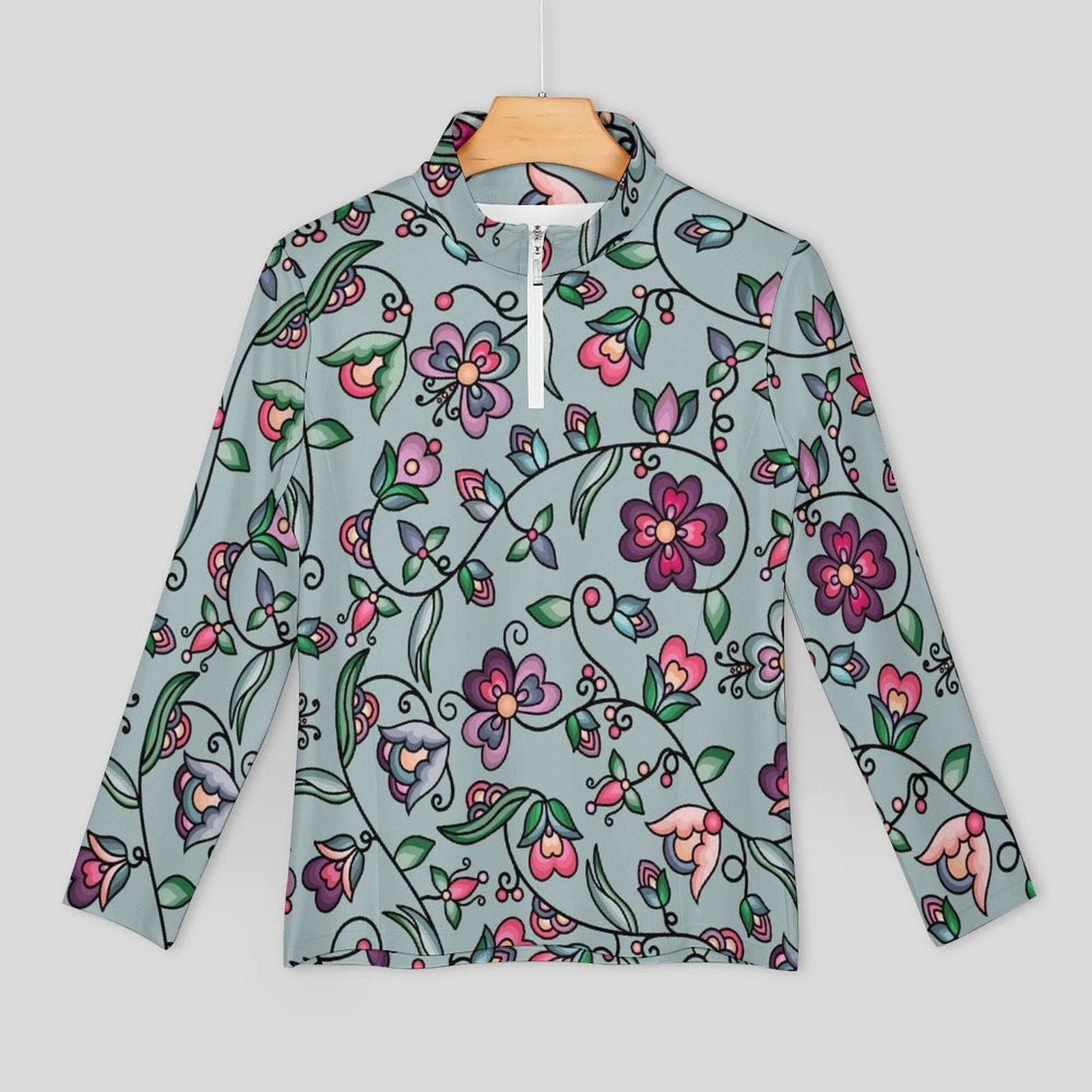 Amber Evening Garland Turquoise Long Sleeve Yoga Shirt