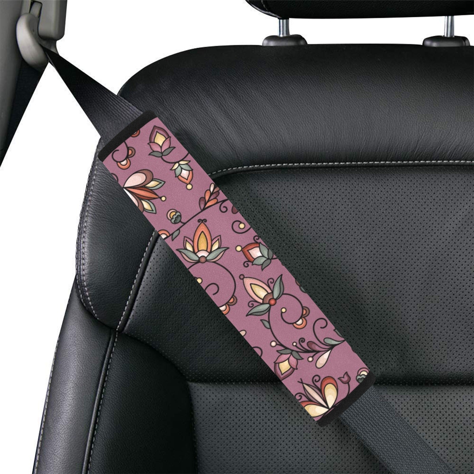 Burnt Sky Petals Magenta Car Seat Belt Cover 7''x12.6'' (Pack of 2)